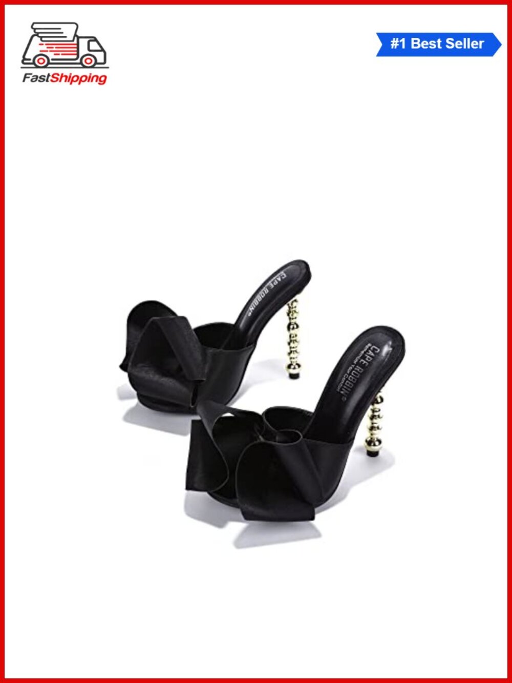 ✨Cape Robbin Salsa High Heels Womens Oval Open Toe Oversized Bow Stiletto